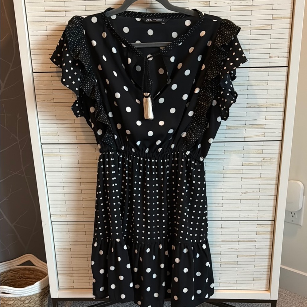 Zara Black and White Polka Dot Dress